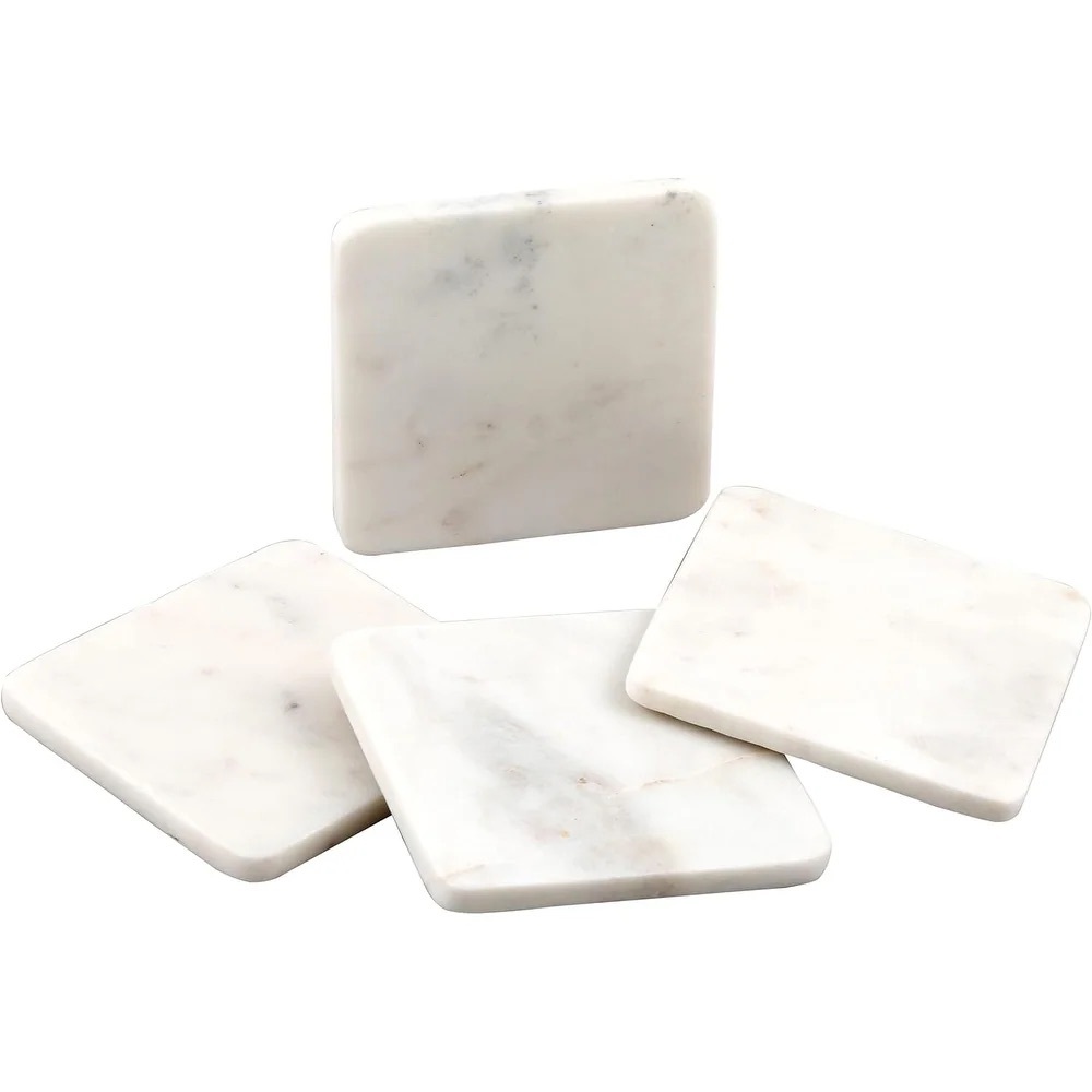 Set of White Marble Coasters